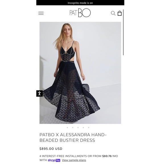 PatBO x Alessandra Ambrosio Hand Beaded Bustier Maxi Dress in Black - Picture 6 of 6